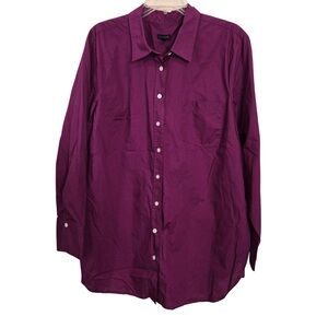 Talbots Rich Plum Cotton Button Up Shirt